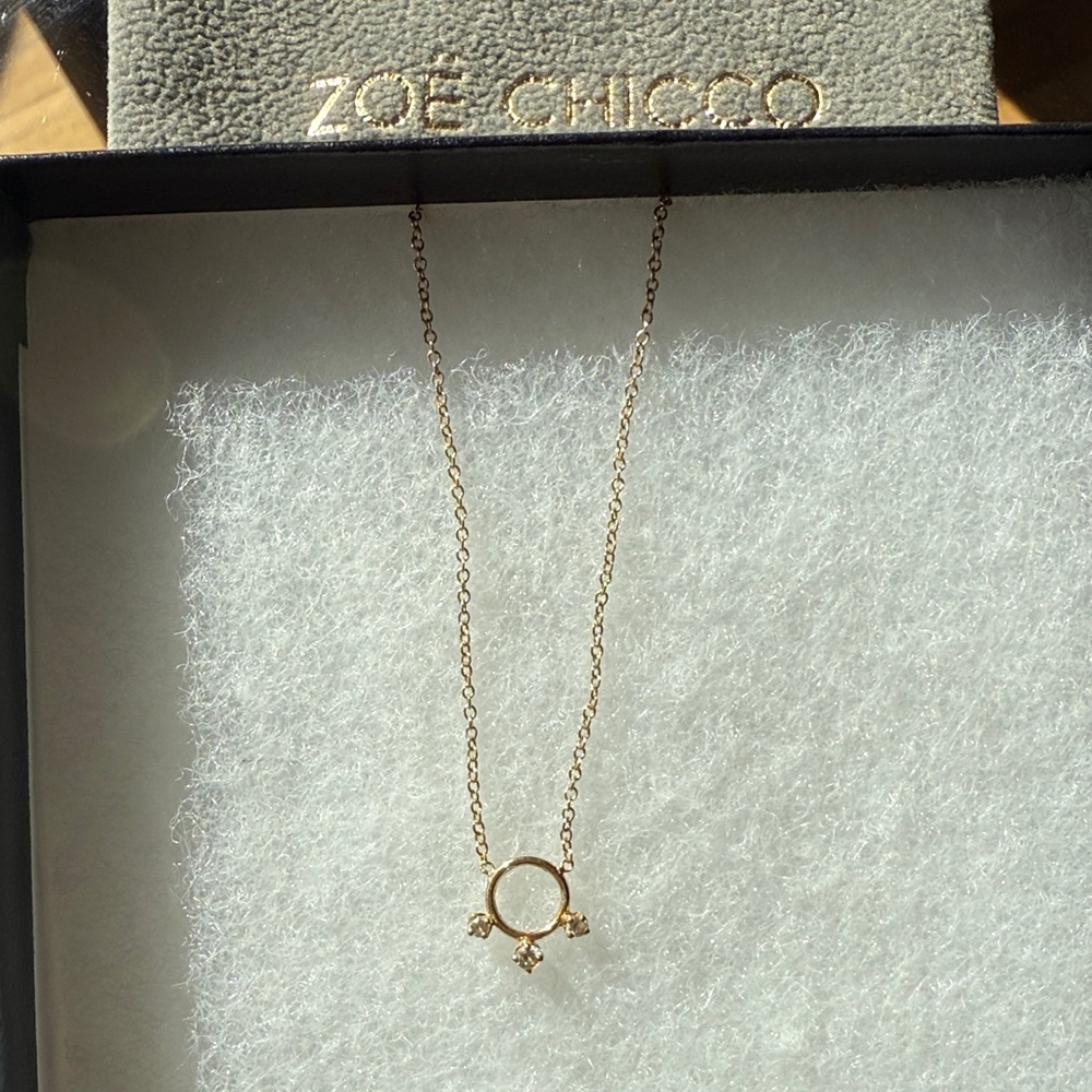 Zoe Chicco 14K Gold Open Circle Necklace with Accent Stones